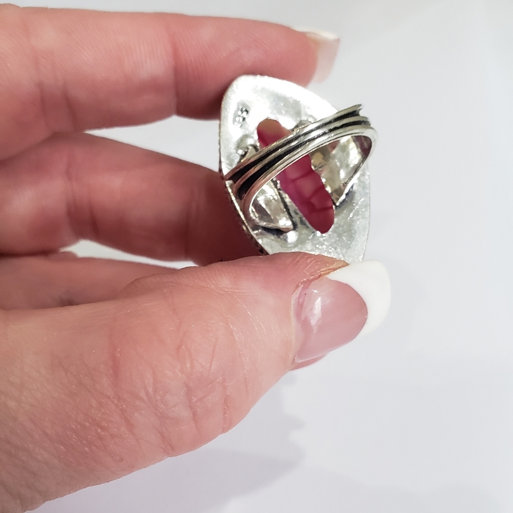 Handmade Pink Rhodonite 925 silver  ring. New never worn. - Picture 12 of 16